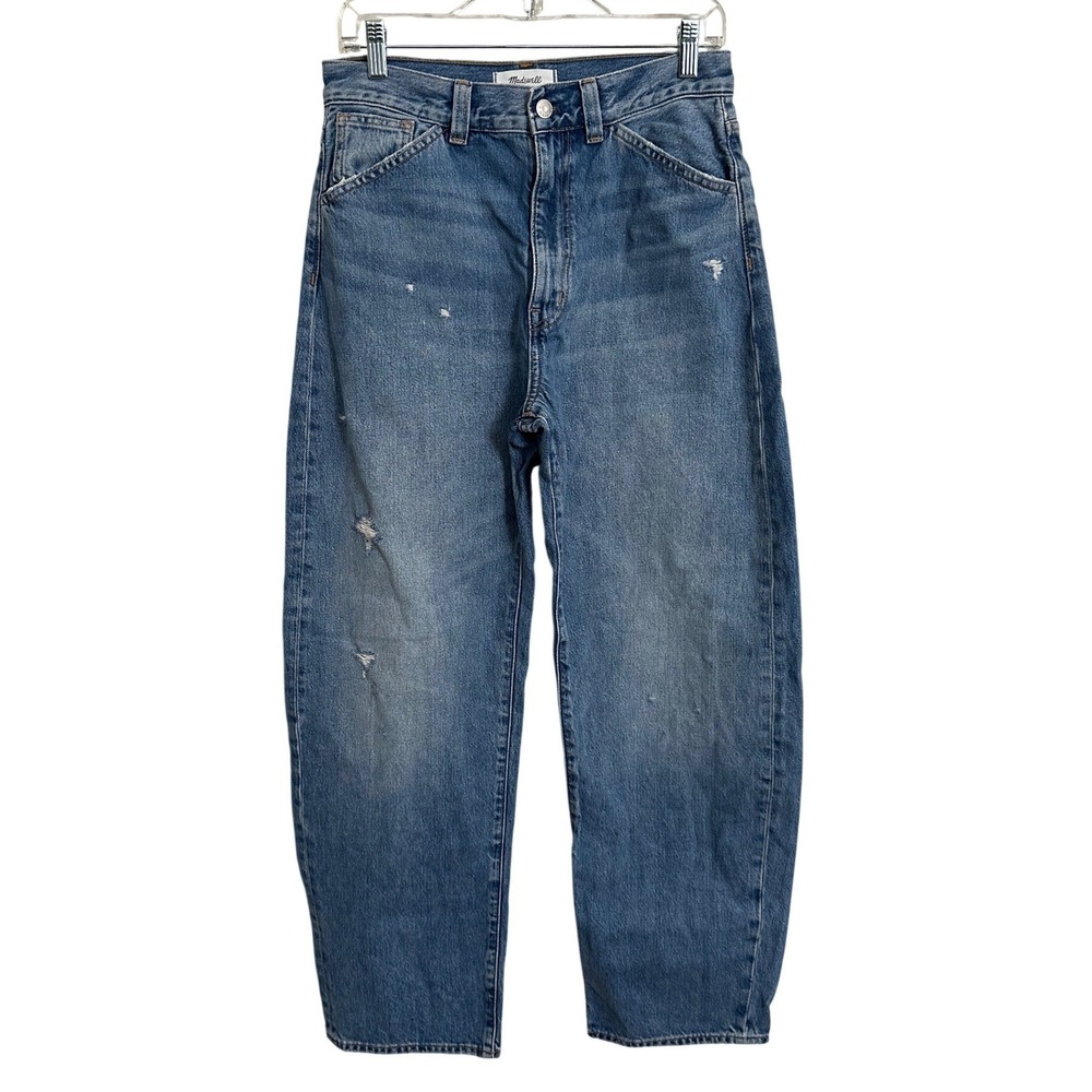 Madewell The Balloon Jean Distressed Barrel Leg High Rise Jeans Wash 28